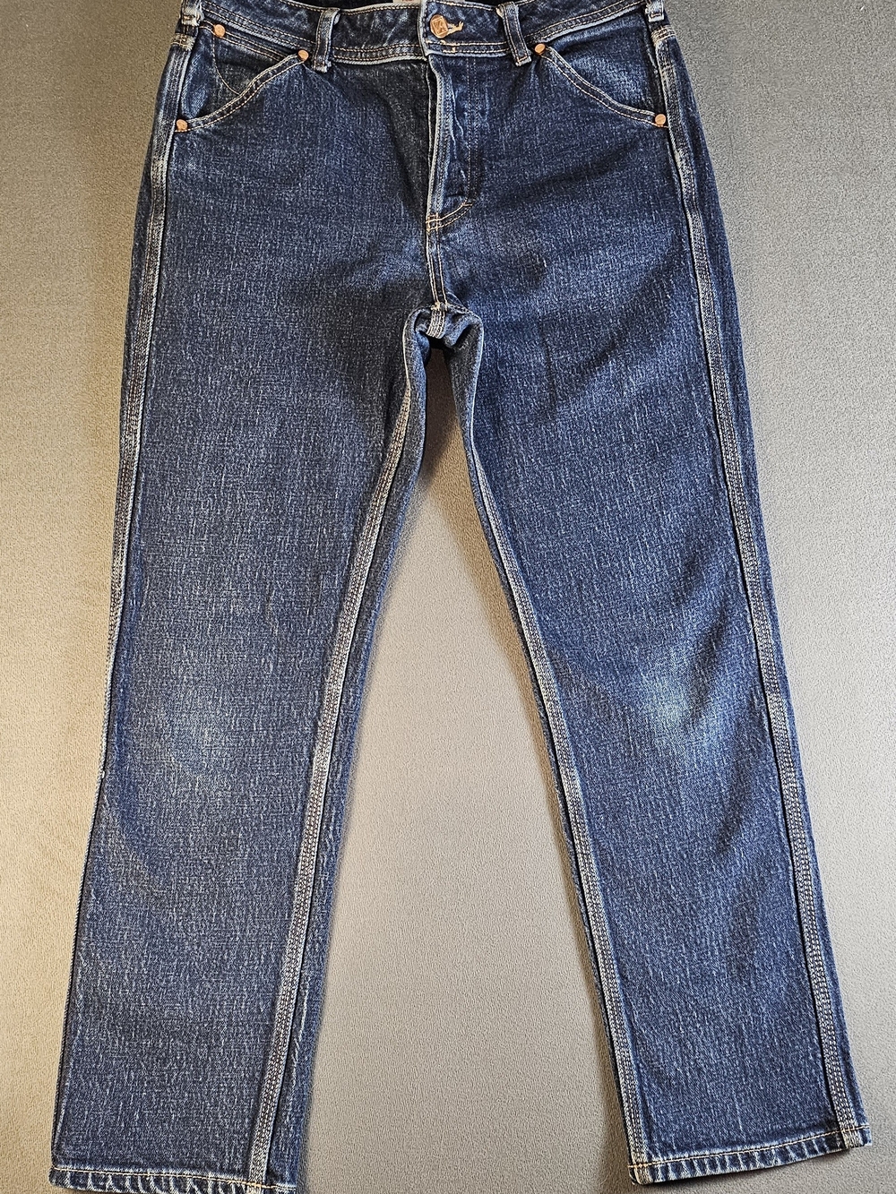 Topo Designs Women's Straight-Leg Jeans in Dark Blue Denim